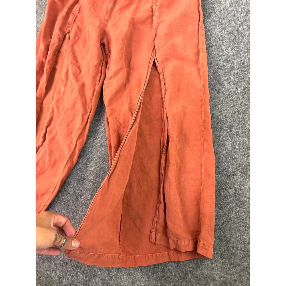 YFB Women's Rust Wide Leg Cropped Pants Elastic Waist Boho Medium - Picture 12 of 16